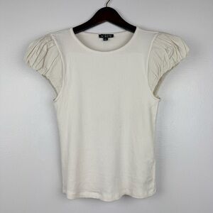 J. Crew Vintage Rib T-shirt Cotton Poplin Puff Cap Sleeves Cream Size S NWT